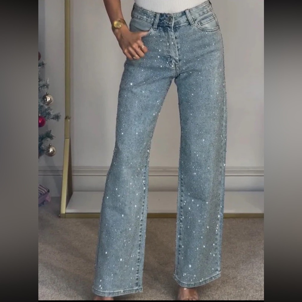 Women's High Waisted Diamanté Jeans